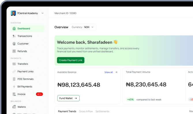 SaySwitch merchant dashboard